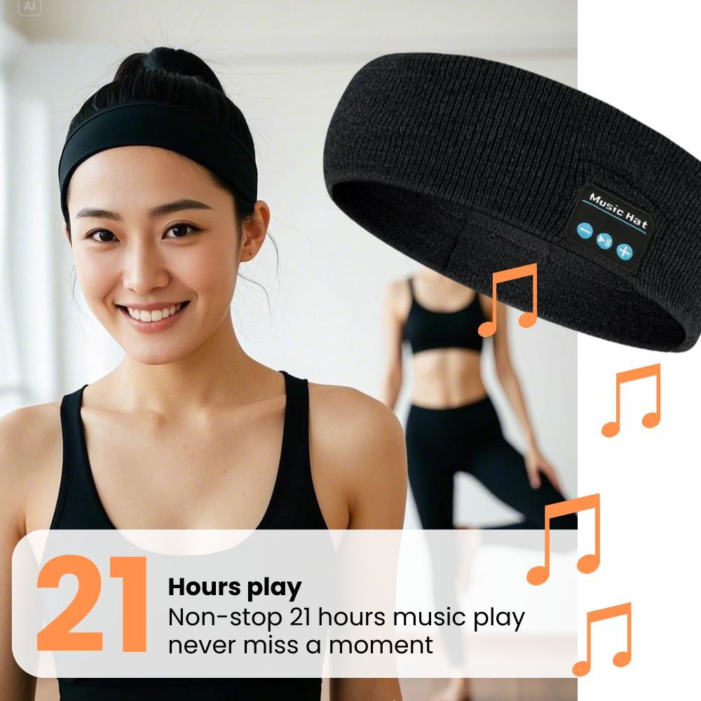 Headset Bluetooth 5.0 Wireless Stereo Earbud Headphone Sports Headband - Grey