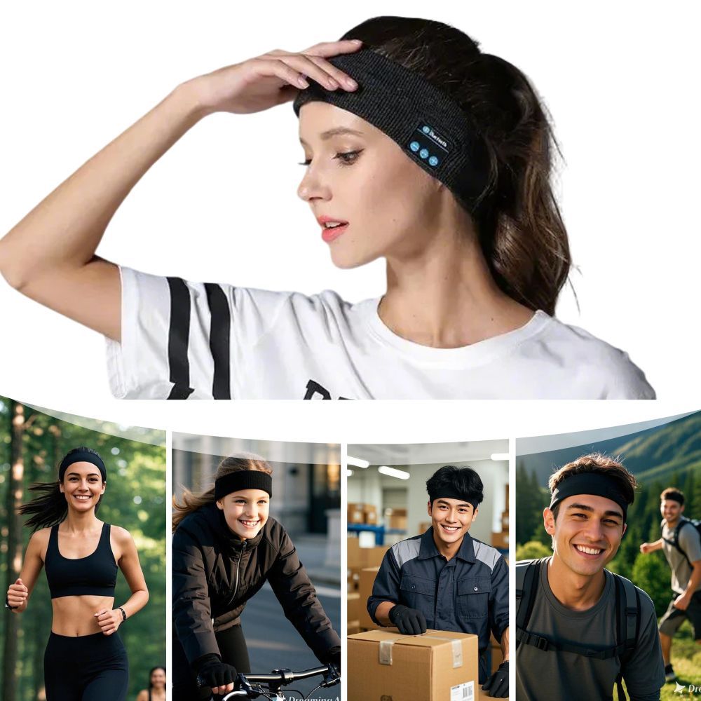 Headset Bluetooth 5.0 Wireless Stereo Earbud Headphone Sports Headband - Grey