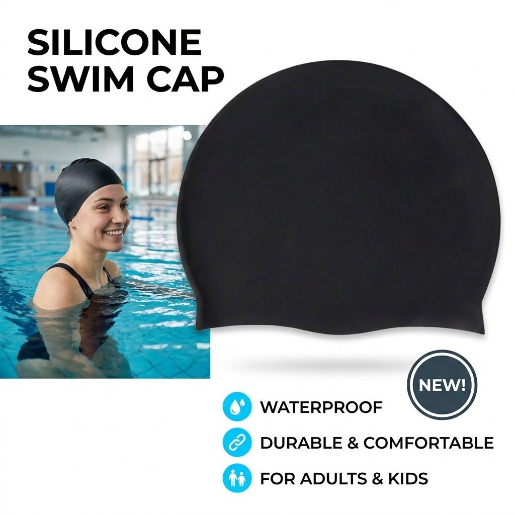 Silicone Swimming Cap Large Waterproof Swim Hat for Long Hair Men Women Adults