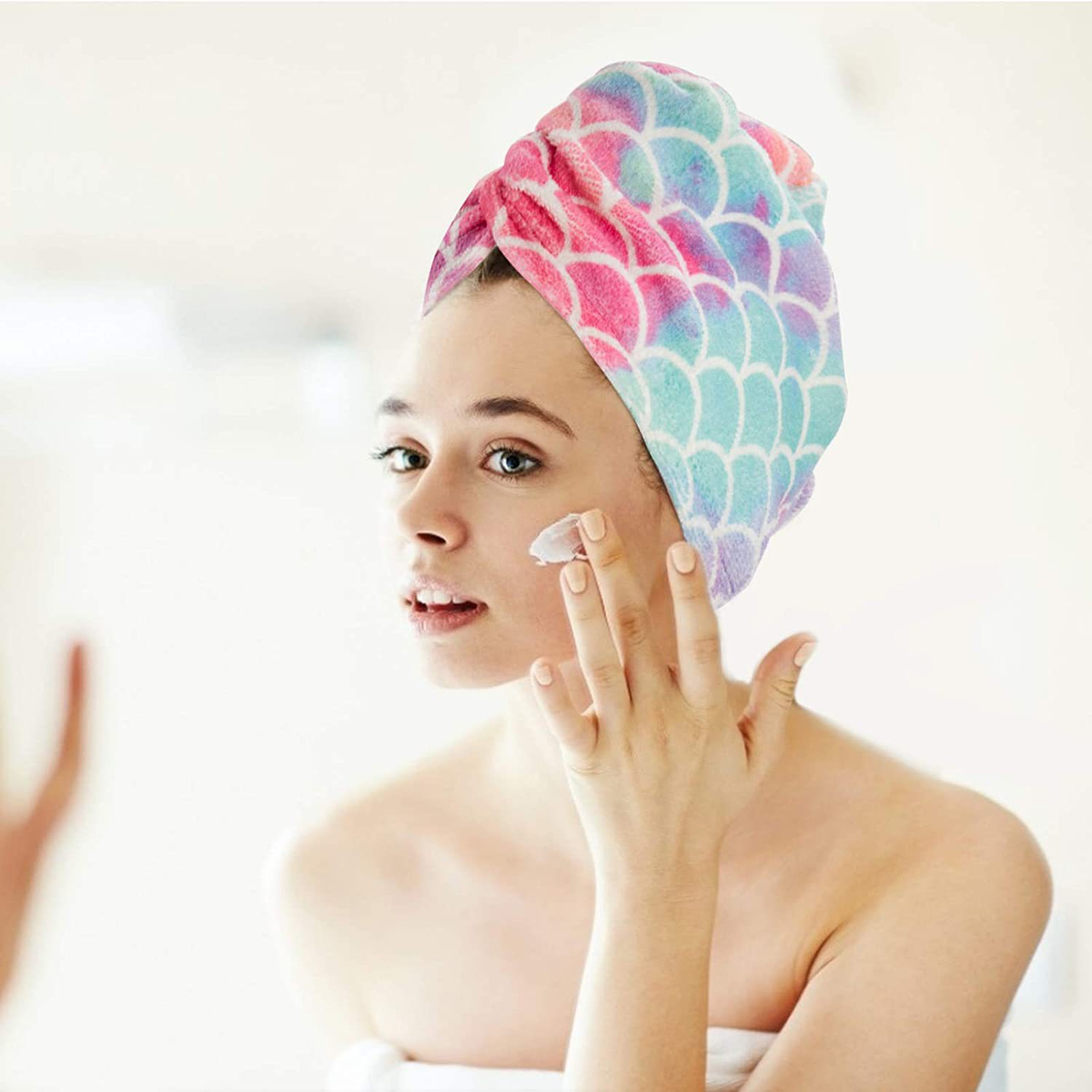 Fast Dry Microfiber Hair Drying Towel Turban Bath Head Wrap Hat Spa Fish Scales