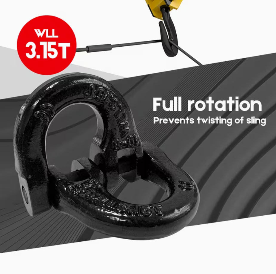 2SET 3.15T Sling Hook Heavy Duty Hammerlock/Slip Hook Kit With Swivel Winch & Safety Latch-Black