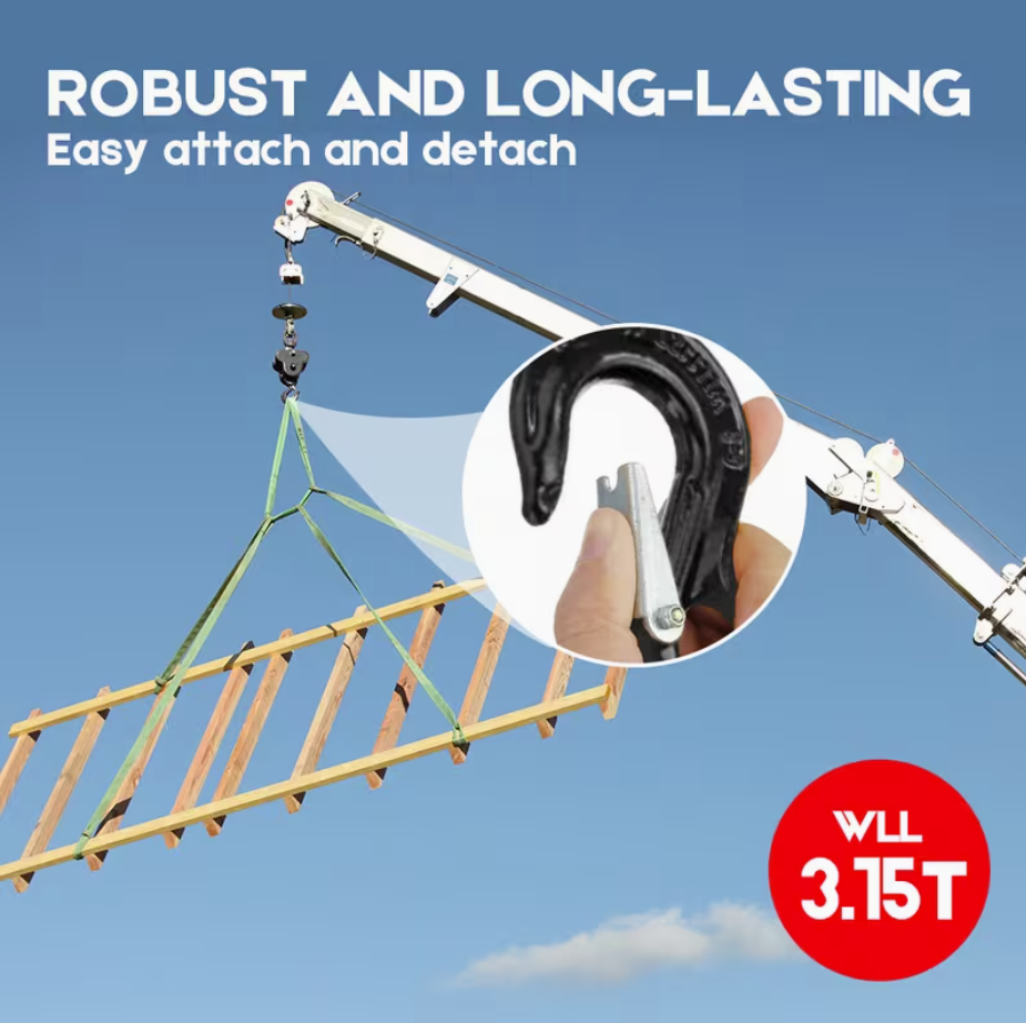 2SET 3.15T Sling Hook Heavy Duty Hammerlock/Slip Hook Kit With Swivel Winch & Safety Latch-Black