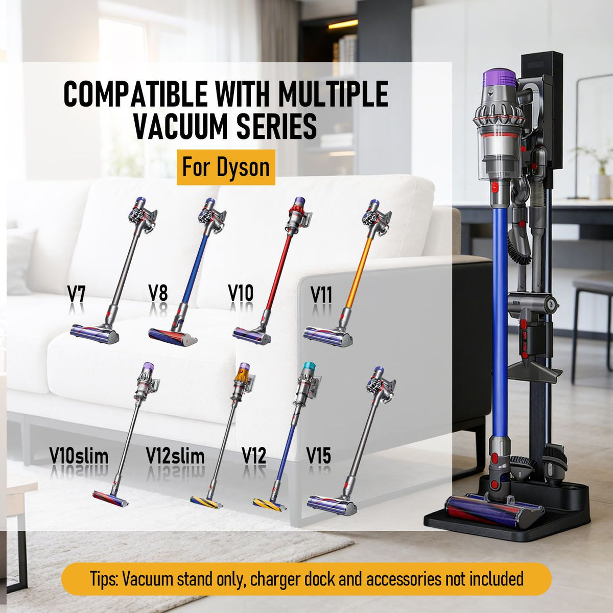 Freestanding Holder for Dyson Vacuum Stand – Suitable for Dyson V6 V7 V8 V10 V11 V12 V15 Vacuum Cleaners