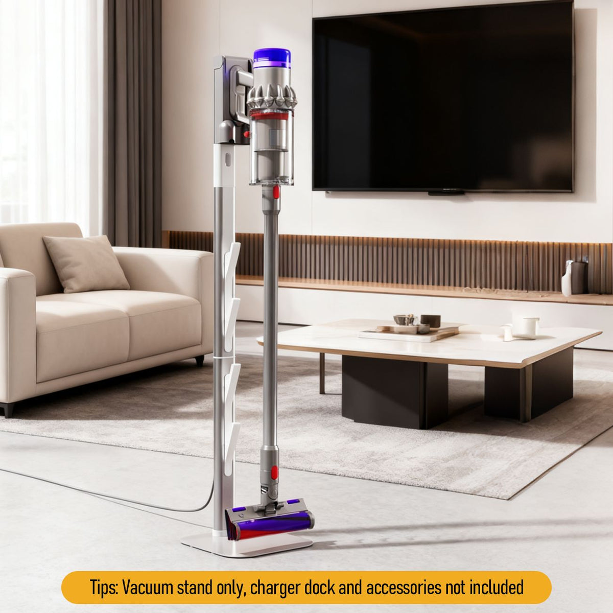 Freestanding Holder for Dyson Vacuum Stand – Suitable for Dyson V6 V7 V8 V10 V11 V12 V15 Gen5 & DC series Vacuum Cleaners, Elegant & Stable Standing Dock Accessory Storage Stand for Dyson Stand