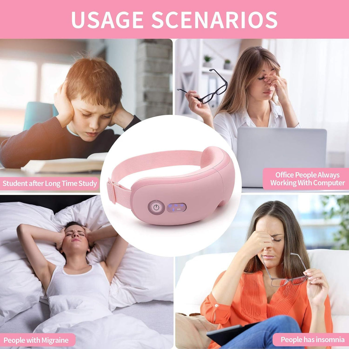 Eye Massager with Heat, Vibration and Warm Compress, Smart Sleeping Eyes Mask with Bluetooth Can Connect with Phone for Music,Gift for Mother's Day