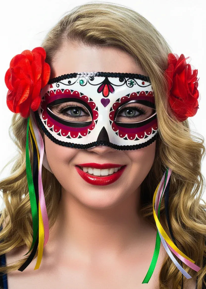Miss Muerta Womens Sugar Skull Masquerade Mask