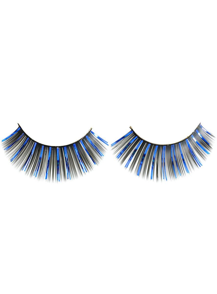 Long Black and Blue Tinsel False Eyelashes