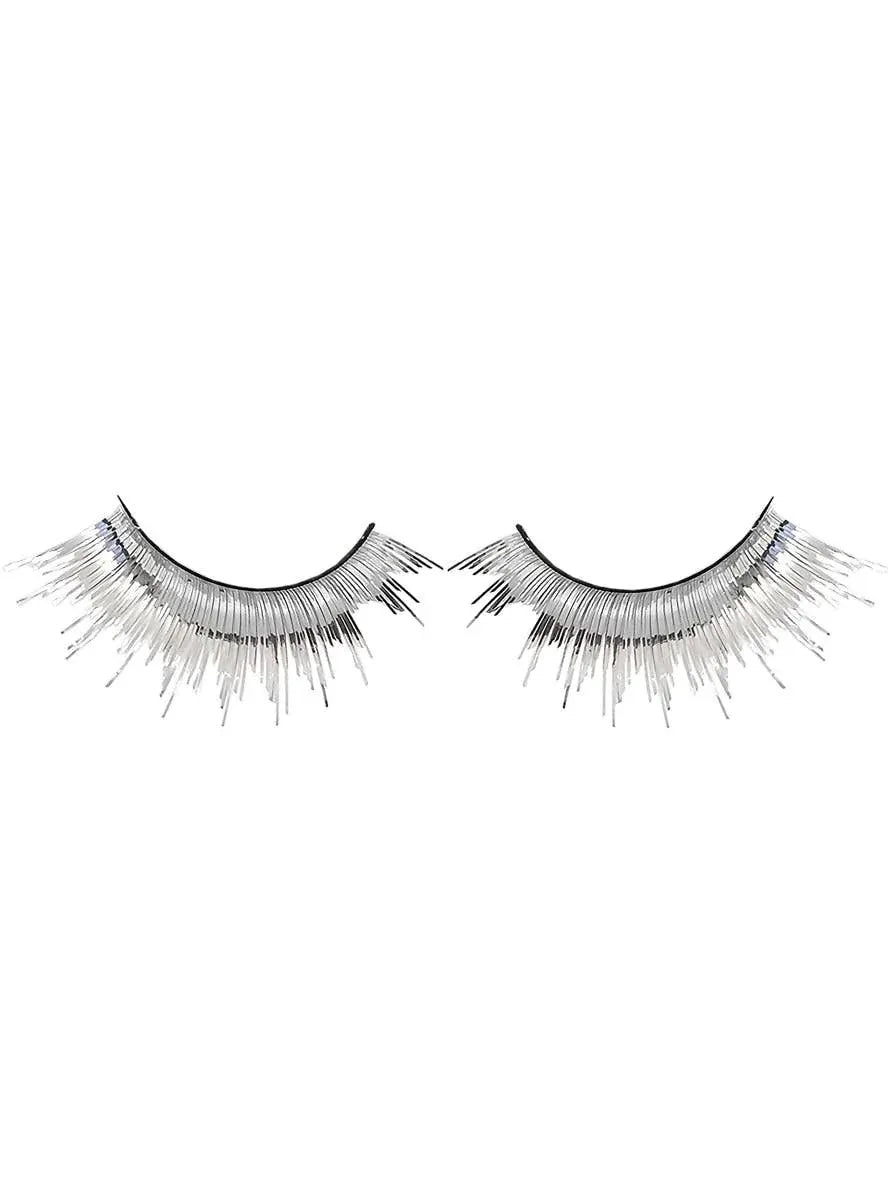 Long Metallic Silver Tinsel False Eyelashes