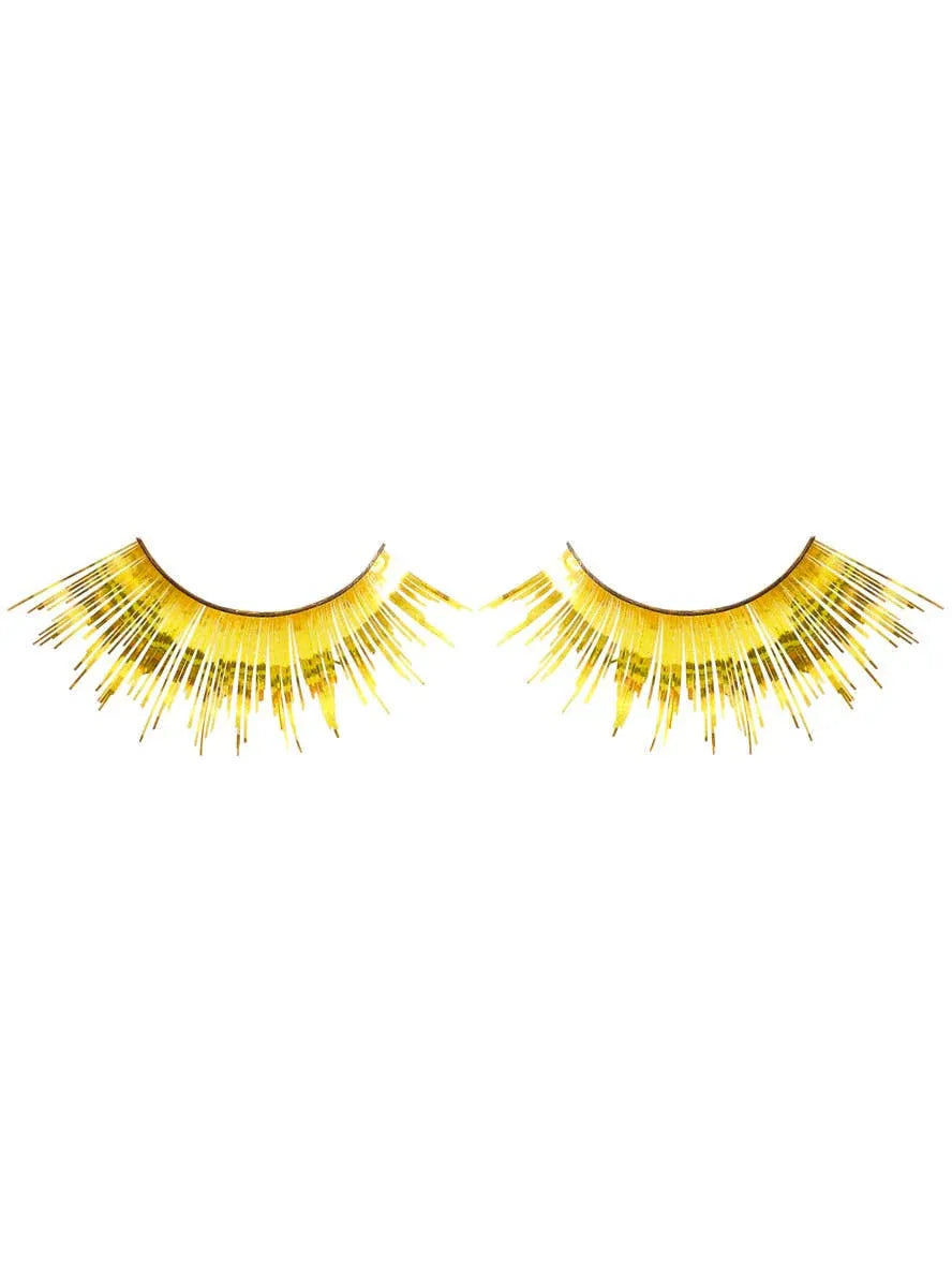 Long Metallic Gold Tinsel False Eyelashes