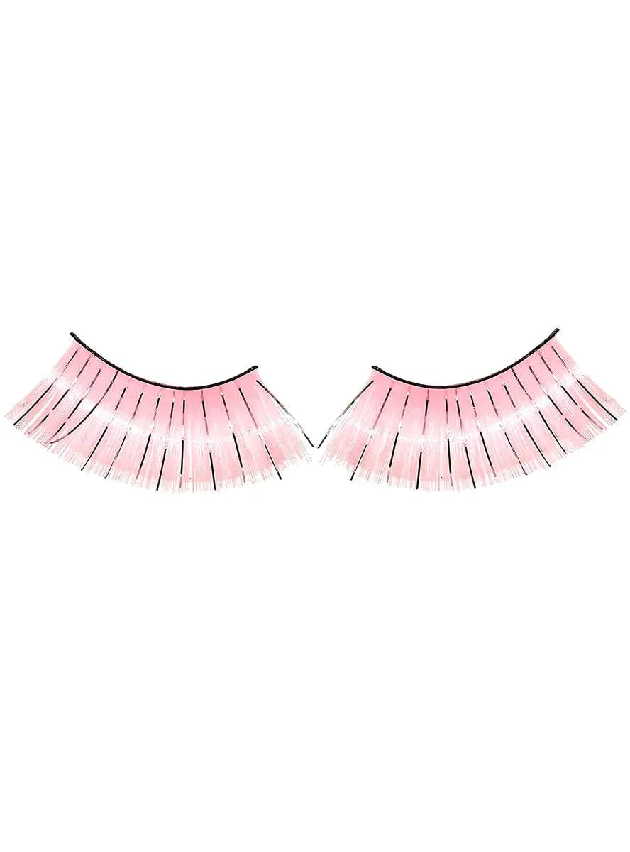 Long Light Pink False Eyelashes with Silver Tinsel