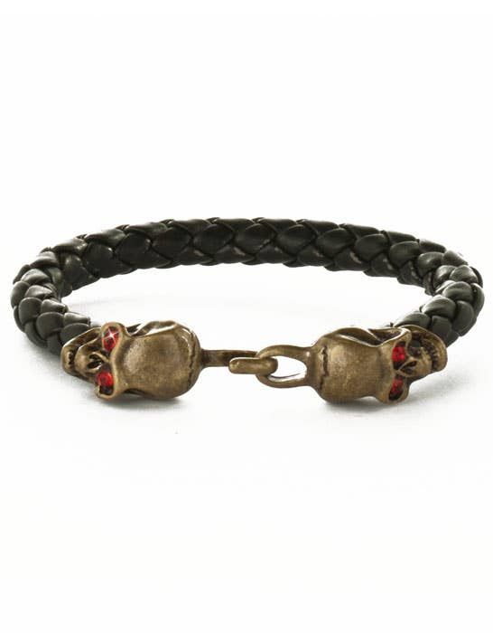 Jeweled Pirate Skull Leather Costume Bracelet