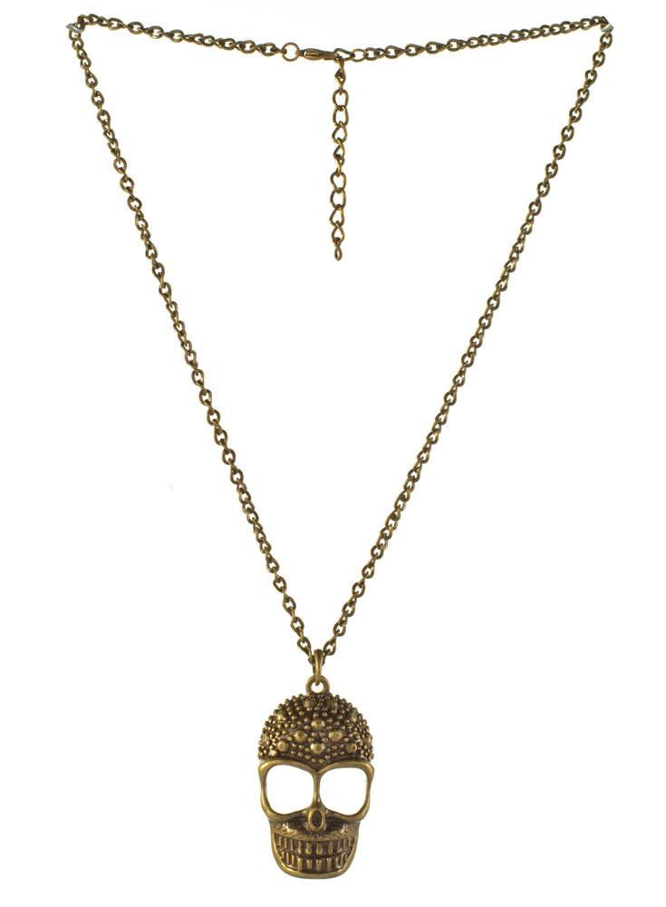 Brass Skull Necklace Halloween Costume Jewelery