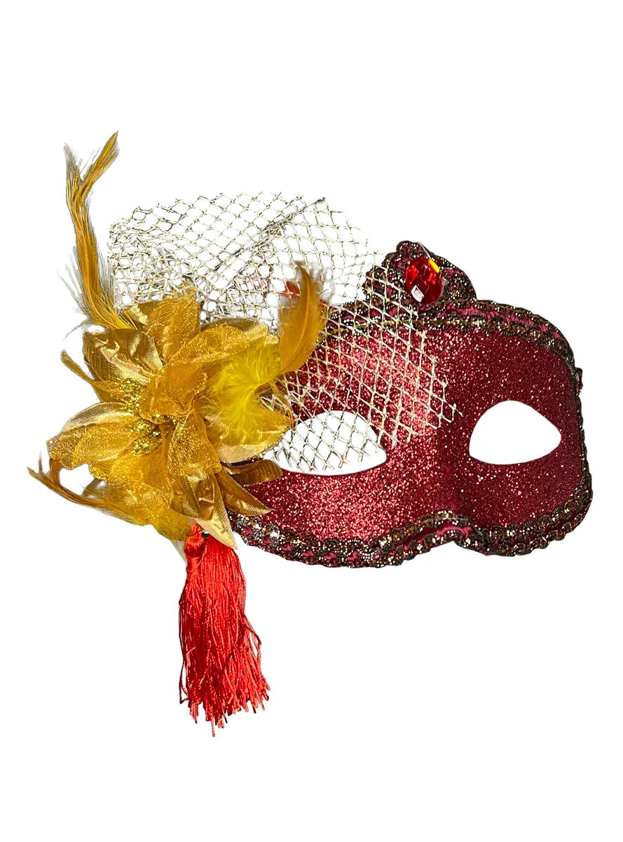 Celebration Red Glitter Masquerade Mask