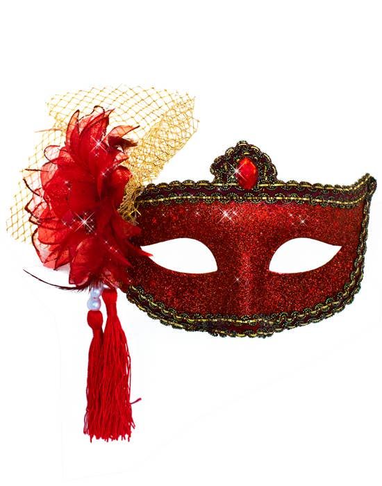 Celebration Red Glitter Masquerade Mask