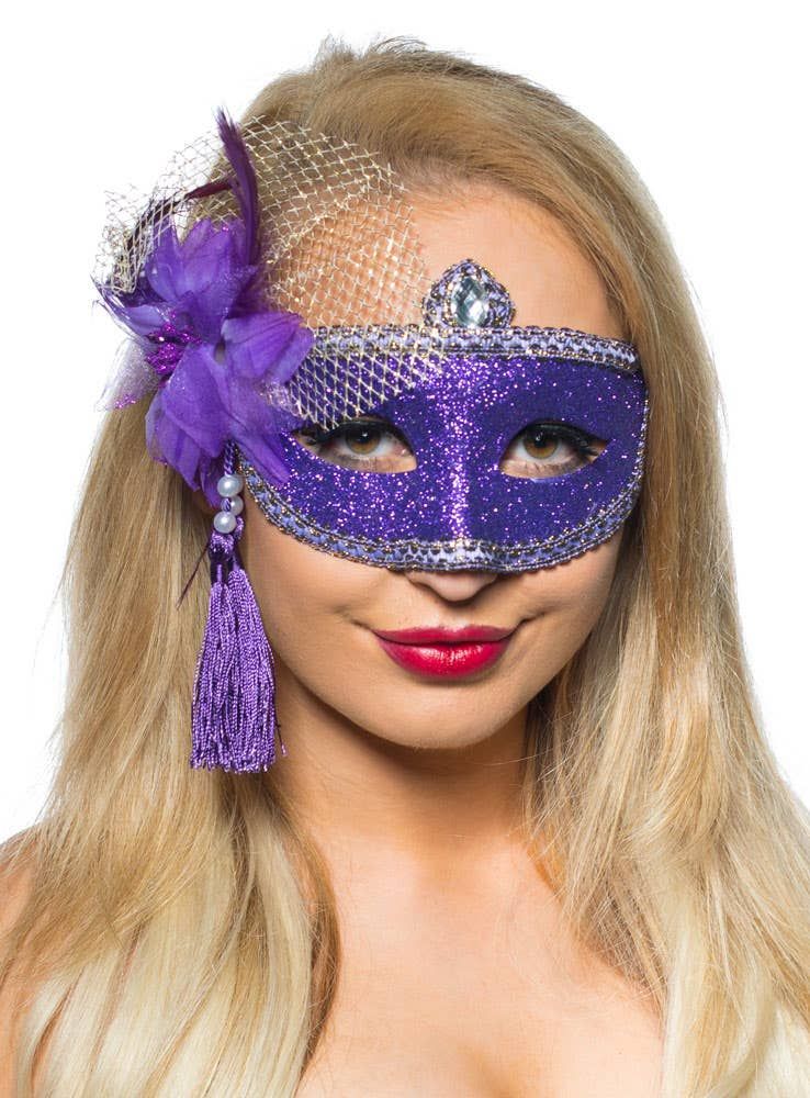 Celebration Purple Glitter Masquerade Mask
