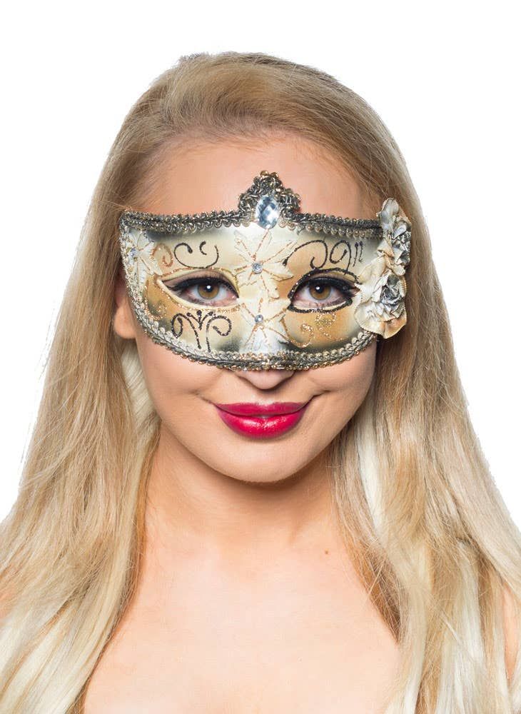 Edwardian Black and Ivory Adults Masquerade Mask