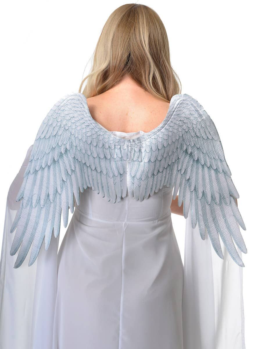 Feather Print White and Grey Angel Costume Wings