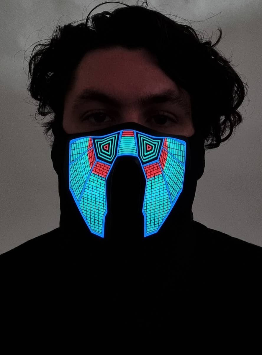 Tribal Wave Pattern Sound Activated Light Up Mask