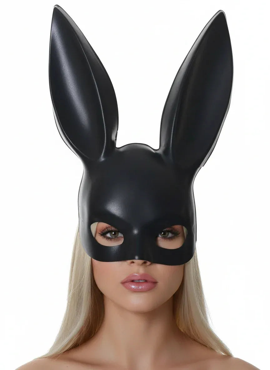 Sultry Black Bunny Half Mask Costume Accessory