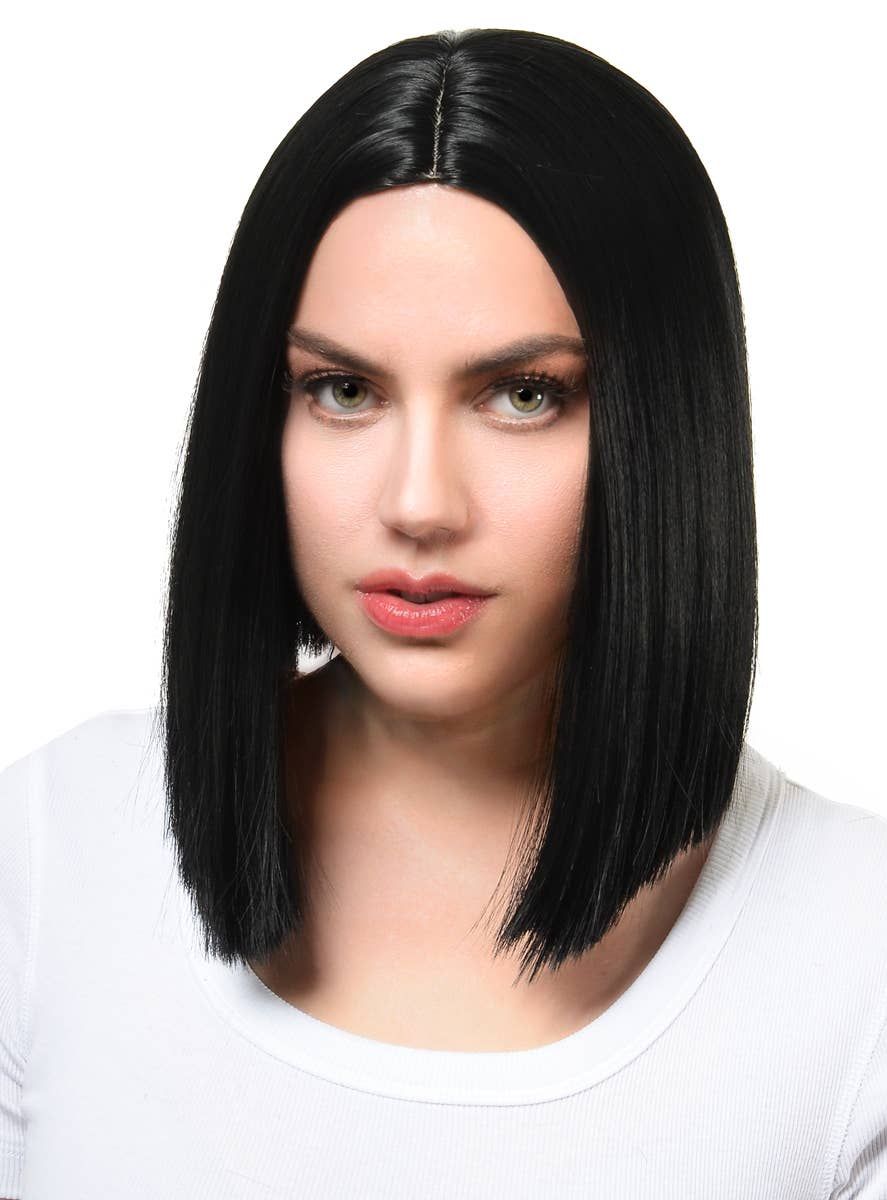 Sleek Black Womens Deluxe Heat Resistant Bob Costume Wig