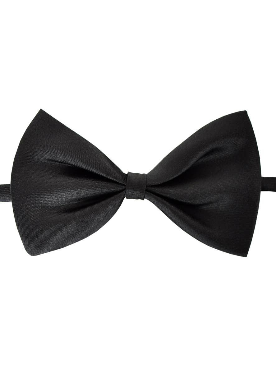 Classic Black Satin Adjustable Costume Bow Tie