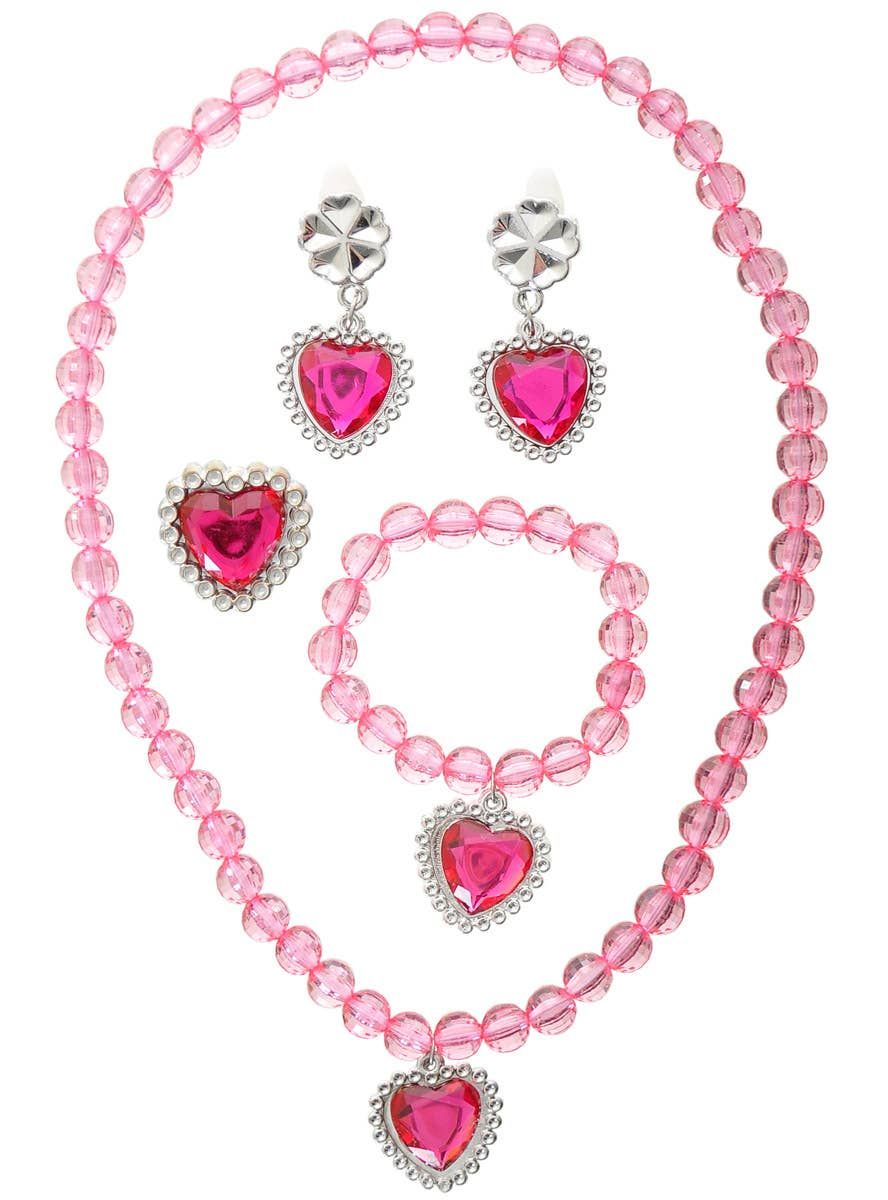 Hot Pink 4 Piece Girls Princess Jewellery Set