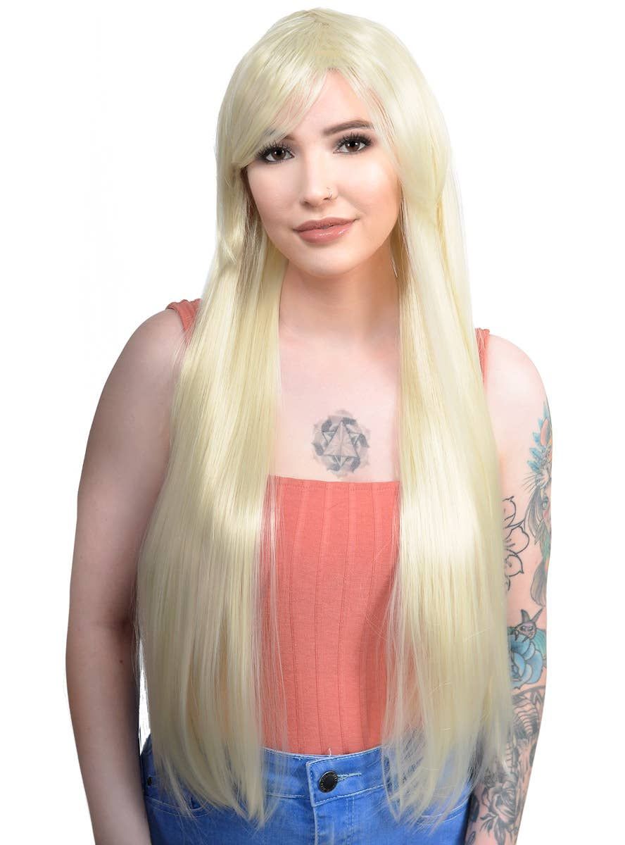 Lilly Light Blonde Womens Long Straight Costume Wig