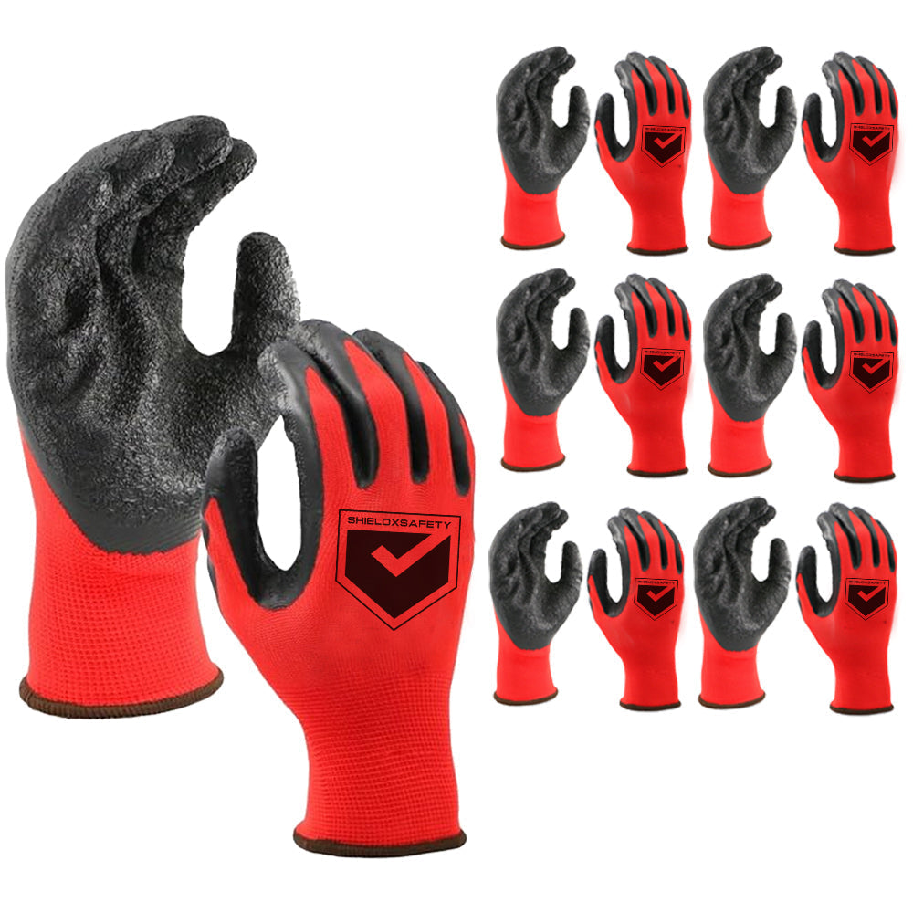 12Pcs Work Gloves Latex Coated General Purpose Hand Protection Garden - Large