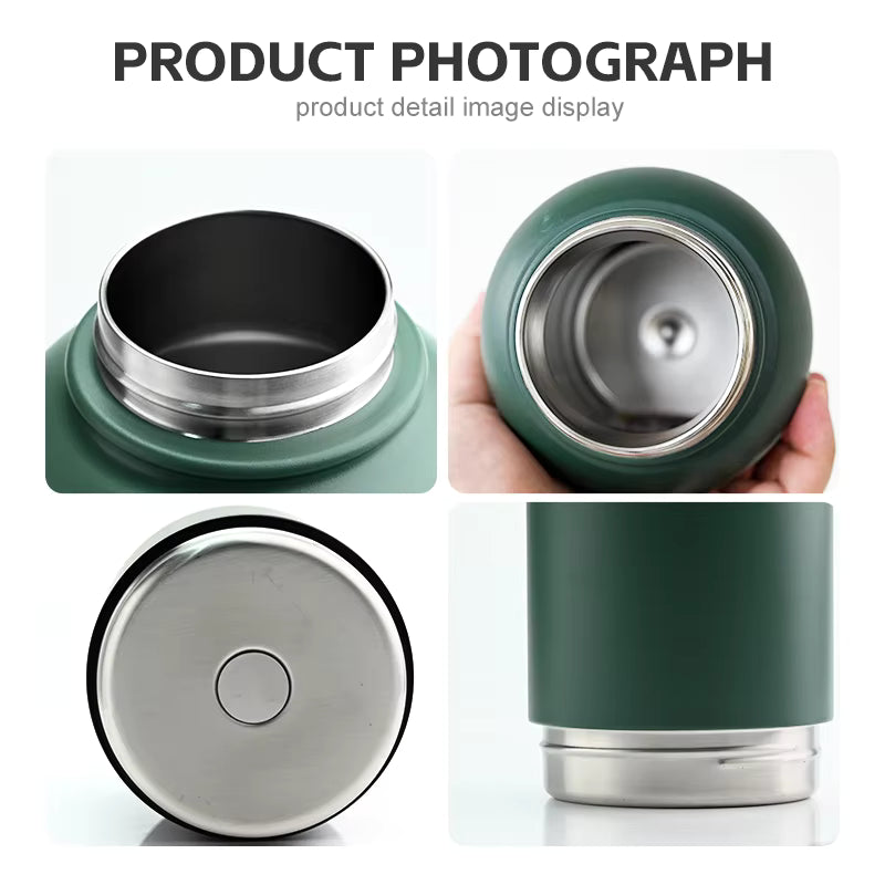 Pawstock 3-in-1 Insulated Dog Water Bottle with Dual Bowls – 1L Stainless Steel Travel Bottle - Navy
