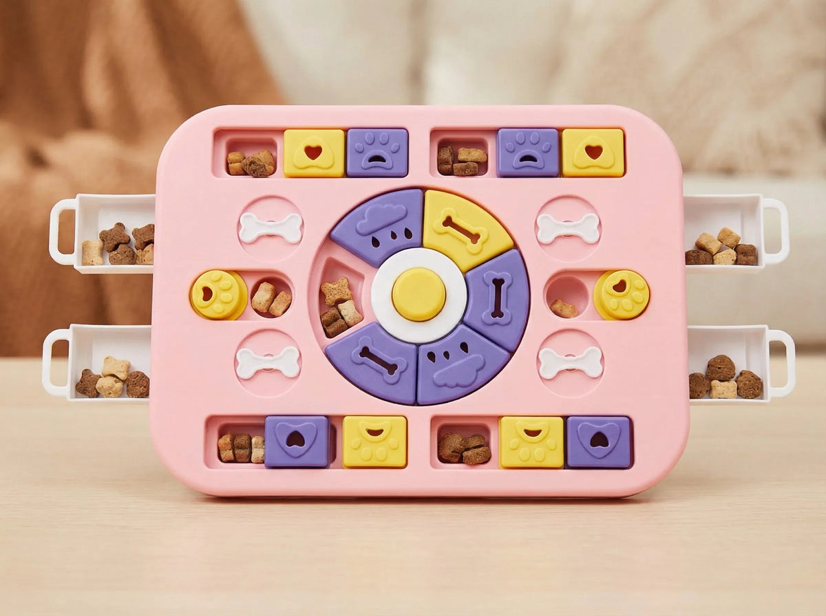 Interactive Dog Puzzle Toy – Slow Feeder & Treat Dispenser-Pink