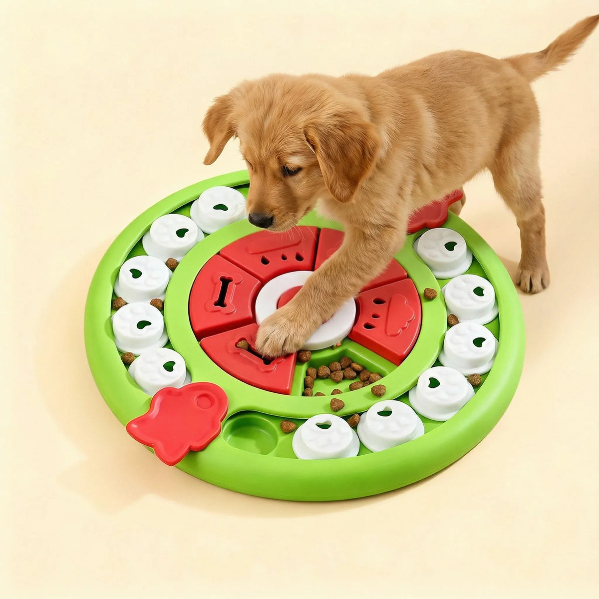 Pizza Puzzle Treat Toy for Dogs & Cats – Interactive Slow Feeder-Green