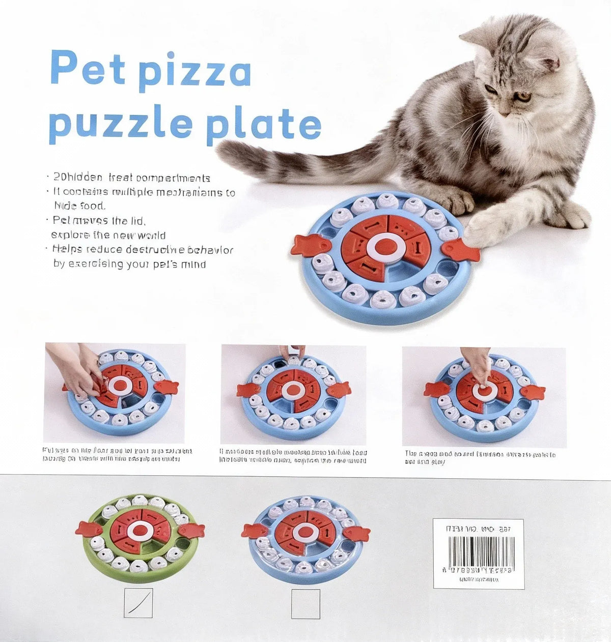 Pizza Puzzle Treat Toy for Dogs & Cats – Interactive Slow Feeder-Green