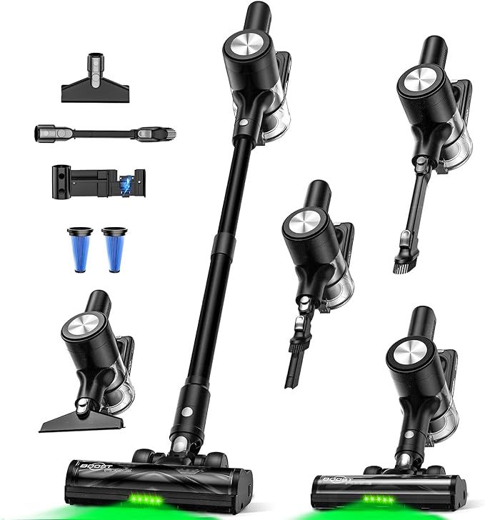 Cordless Vacuum Cleaner, 55Kpa/55Mins Vacuum Cleaners for Home. Self-Standing Stick Vacuum with Rechargeable Dock，LED Display & Anti-Tangle，Lightweight Rechargeable Vacuum for Carpet，Floor