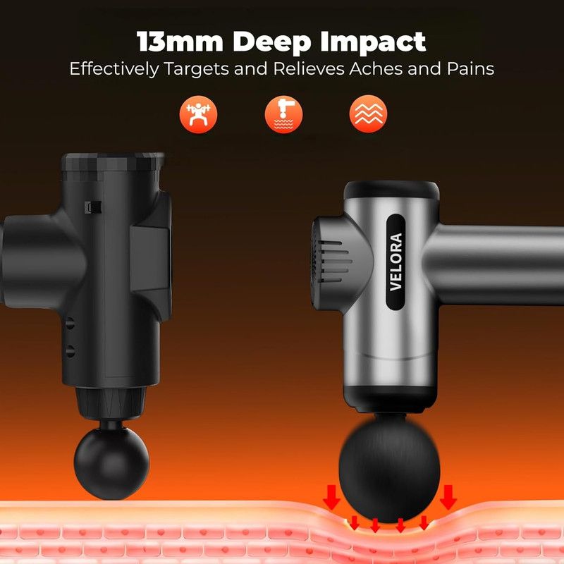 VELORA Mini Massage Gun - Deep Tissue Percussion Massager for - Grey