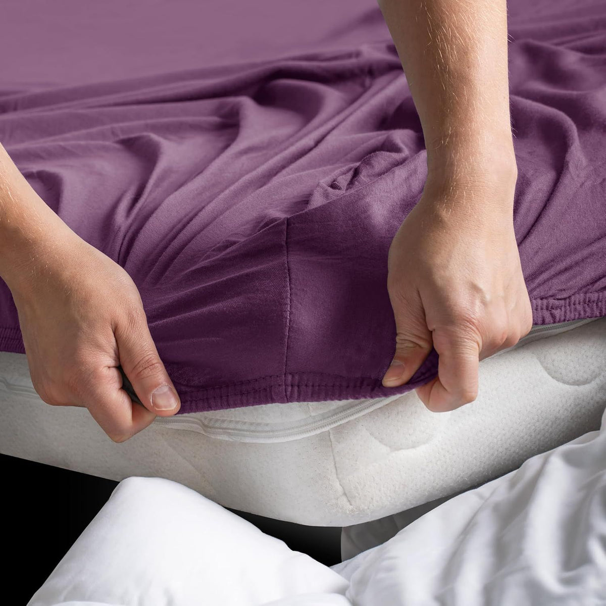 Hotel Quality Fitted sheets - 2 Piece Fitted sheets  -Breathable Bedding - Wrinkle, Fade, Stain Resistant- 26inch/40cm Deep Pocket Fitted Bed Sheet-Wrinkle and Fade Resistant,(Purple,Double)
