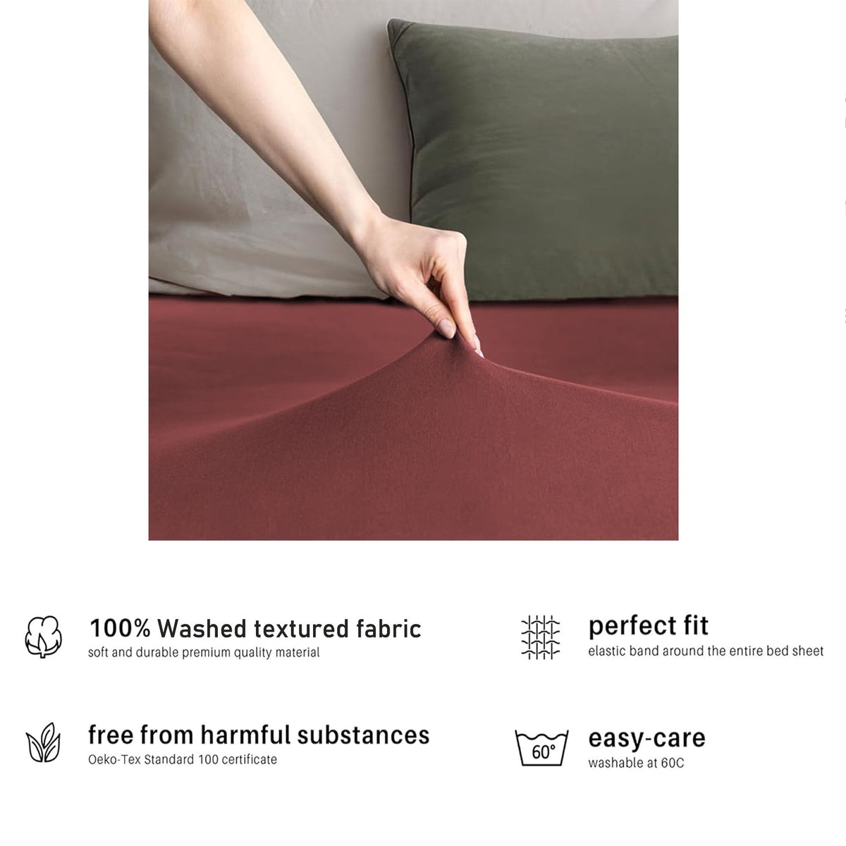 Hotel Quality Fitted sheets - 2 Piece Fitted sheets  -Breathable Bedding - Wrinkle, Fade, Stain Resistant- 26inch/40cm Deep Pocket Fitted Bed Sheet-Wrinkle and Fade Resistant,(Red,King)