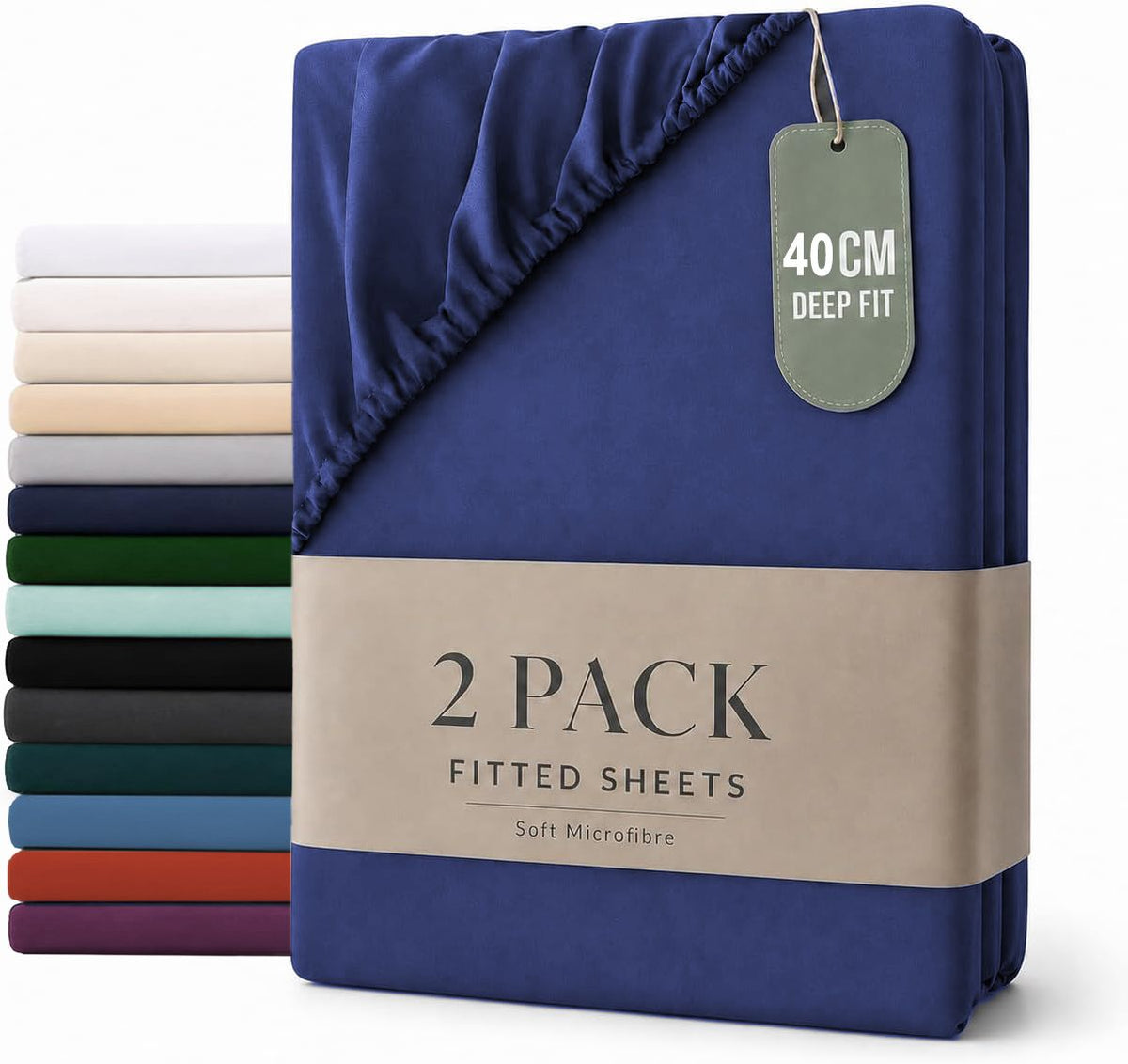 Hotel Quality Fitted sheets - 2 Piece Fitted sheets  -Breathable Bedding - Wrinkle, Fade, Stain Resistant- 26inch/40cm Deep Pocket Fitted Bed Sheet-Wrinkle and Fade Resistant,(Royal blue,King Single)