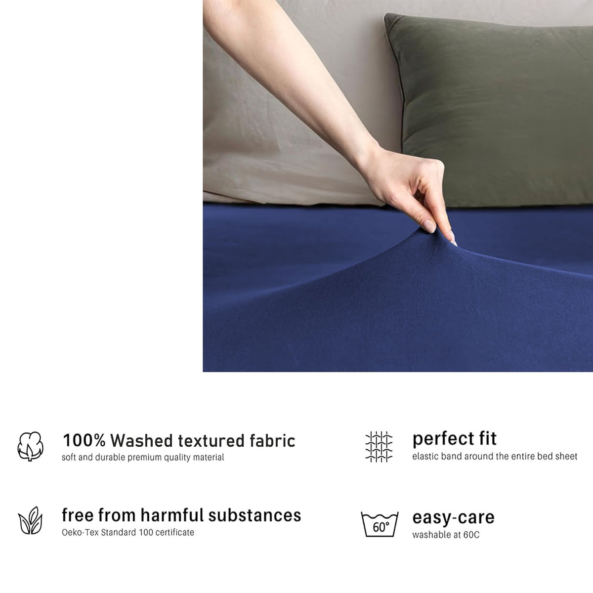 Hotel Quality Fitted sheets - 2 Piece Fitted sheets  -Breathable Bedding - Wrinkle, Fade, Stain Resistant- 26inch/40cm Deep Pocket Fitted Bed Sheet-Wrinkle and Fade Resistant,(Royal blue,King Single)