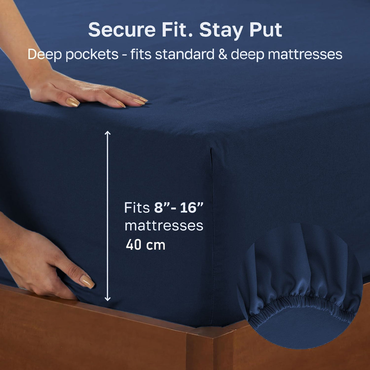 Hotel Quality Fitted sheets - 2 Piece Fitted sheets  -Breathable Bedding - Wrinkle, Fade, Stain Resistant- 26inch/40cm Deep Pocket Fitted Bed Sheet-Wrinkle and Fade Resistant,(Navy,King Single)