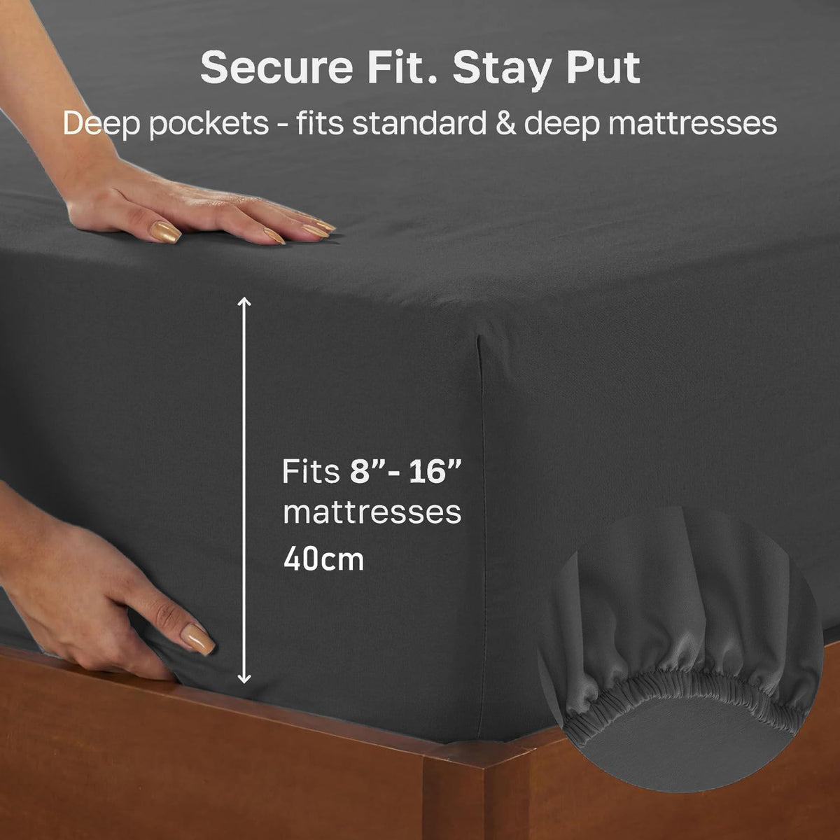 Hotel Quality Fitted sheets - 2 Piece Fitted sheets  -Breathable Bedding - Wrinkle, Fade, Stain Resistant- 26inch/40cm Deep Pocket Fitted Bed Sheet-Wrinkle and Fade Resistant,(Dark gray,King Single)