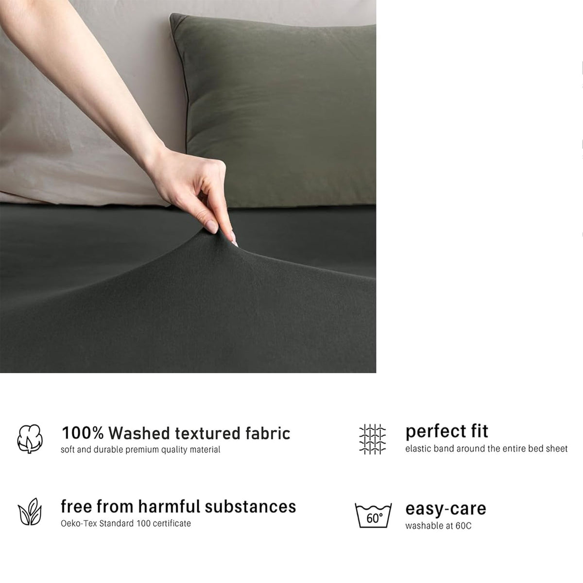 Hotel Quality Fitted sheets - 2 Piece Fitted sheets  -Breathable Bedding - Wrinkle, Fade, Stain Resistant- 26inch/40cm Deep Pocket Fitted Bed Sheet-Wrinkle and Fade Resistant,(Dark gray,King Single)