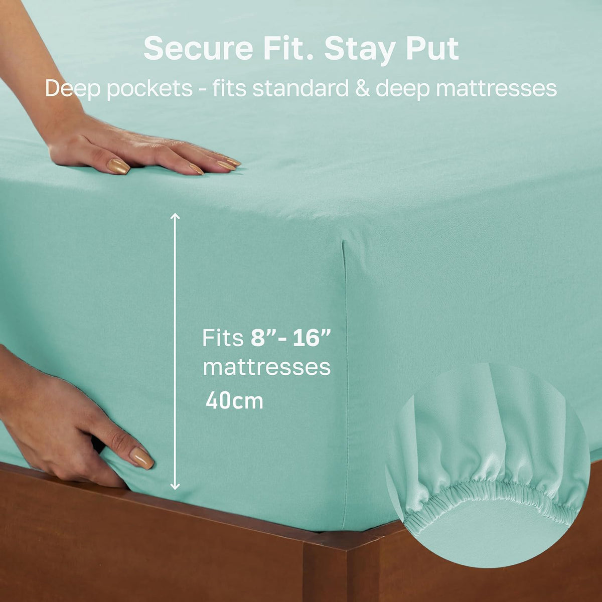 Hotel Quality Fitted sheets - 2 Piece Fitted sheets  -Breathable Bedding - Wrinkle, Fade, Stain Resistant- 26inch/40cm Deep Pocket Fitted Bed Sheet-Wrinkle and Fade Resistant,(Ice blue,Queen)