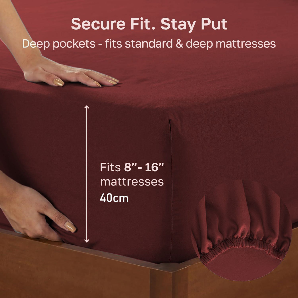 Hotel Quality Fitted sheets - 2 Piece Fitted sheets  -Breathable Bedding - Wrinkle, Fade, Stain Resistant- 26inch/40cm Deep Pocket Fitted Bed Sheet-Wrinkle and Fade Resistant,(Red,Queen)