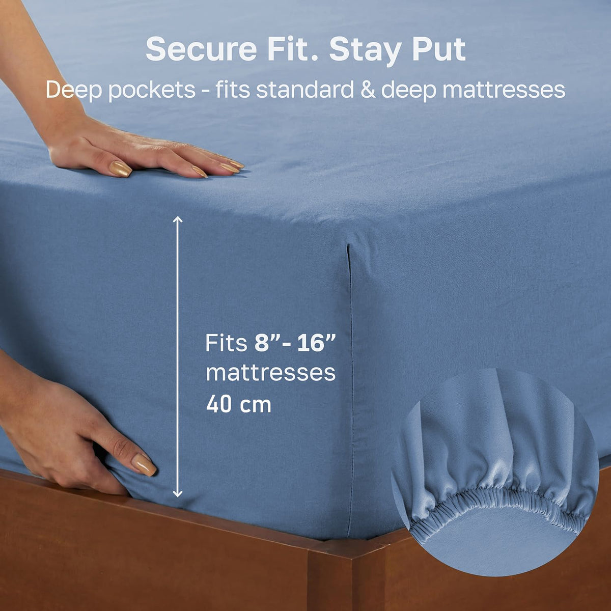 Hotel Quality Fitted sheets - 2 Piece Fitted sheets  -Breathable Bedding - Wrinkle, Fade, Stain Resistant- 26inch/40cm Deep Pocket Fitted Bed Sheet-Wrinkle and Fade Resistant,(Ocean,Queen)