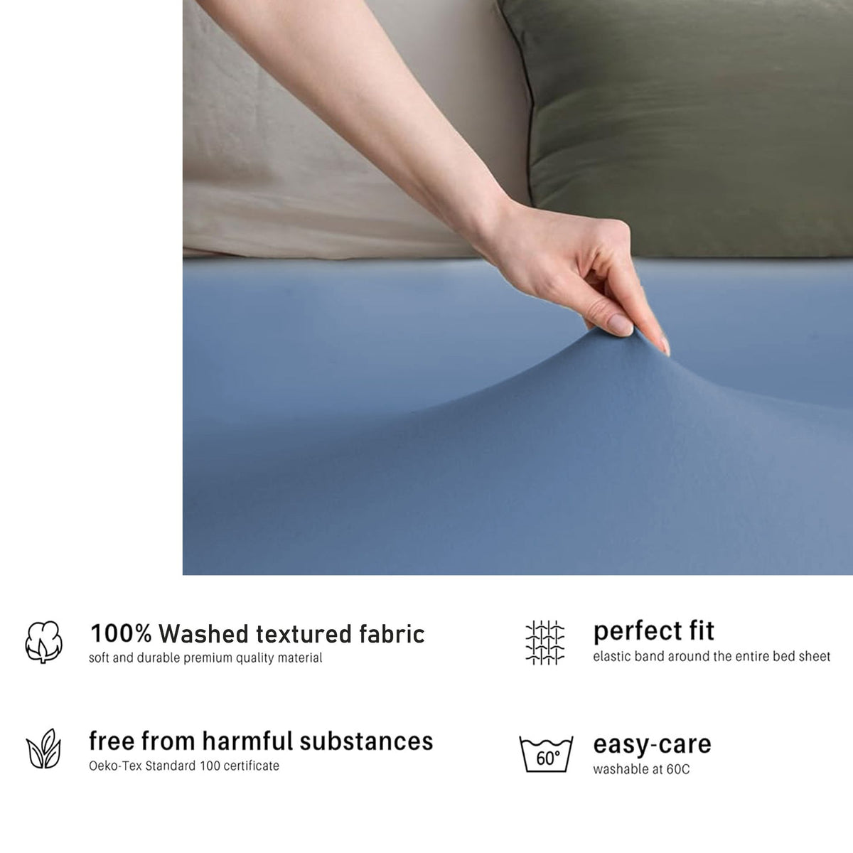 Hotel Quality Fitted sheets - 2 Piece Fitted sheets  -Breathable Bedding - Wrinkle, Fade, Stain Resistant- 26inch/40cm Deep Pocket Fitted Bed Sheet-Wrinkle and Fade Resistant,(Ocean,Queen)