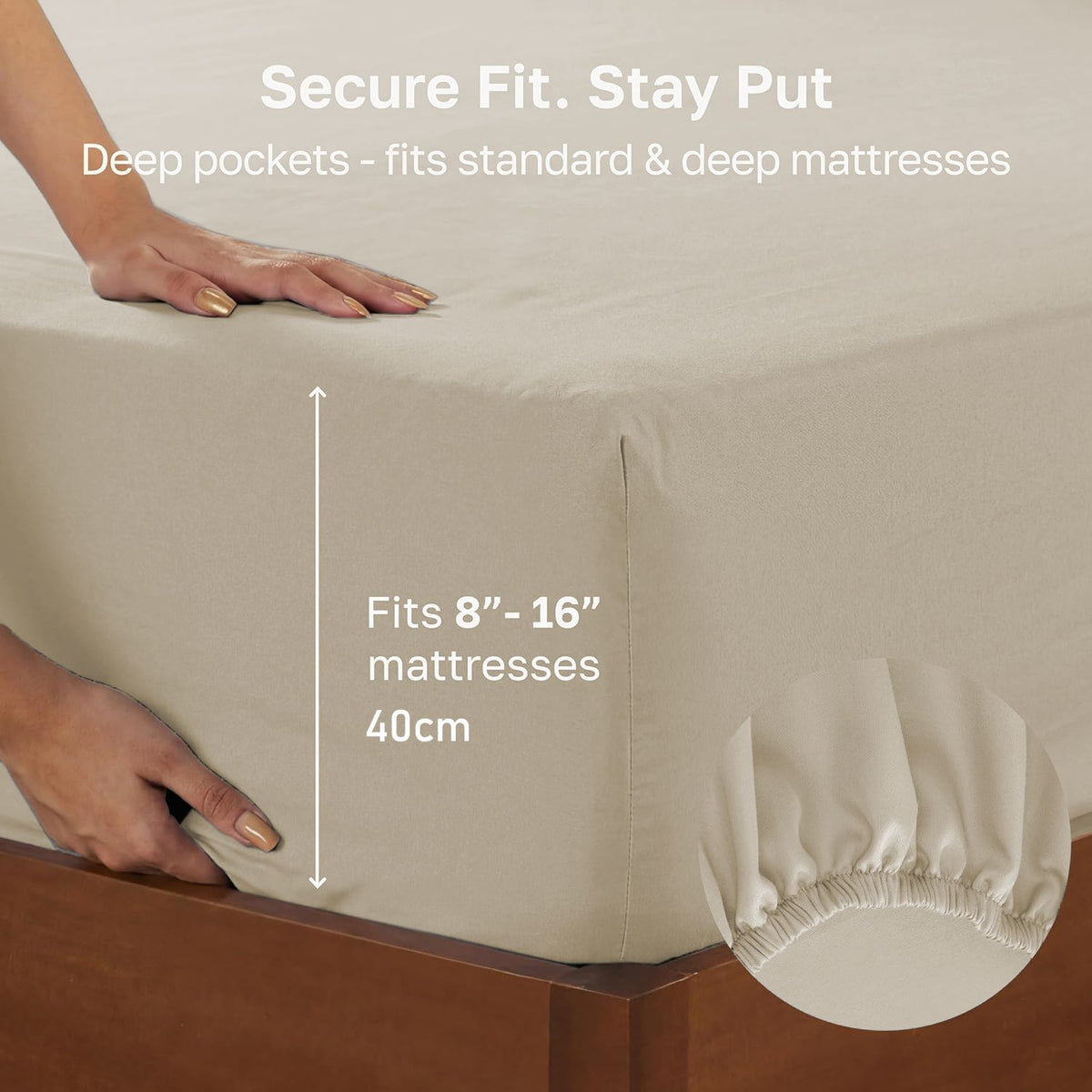 Hotel Quality Fitted sheets - 2 Piece Fitted sheets  -Breathable Bedding - Wrinkle, Fade, Stain Resistant- 26inch/40cm Deep Pocket Fitted Bed Sheet-Wrinkle and Fade Resistant,(Cream White,Queen)