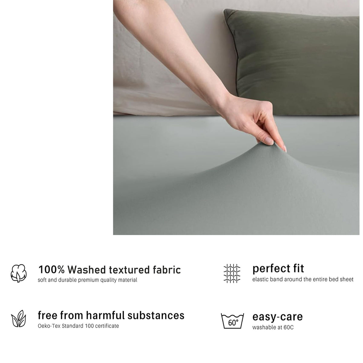 Hotel Quality Fitted sheets - 2 Piece Fitted sheets  -Breathable Bedding - Wrinkle, Fade, Stain Resistant- 26inch/40cm Deep Pocket Fitted Bed Sheet-Wrinkle and Fade Resistant,(Silver-gray,Queen)
