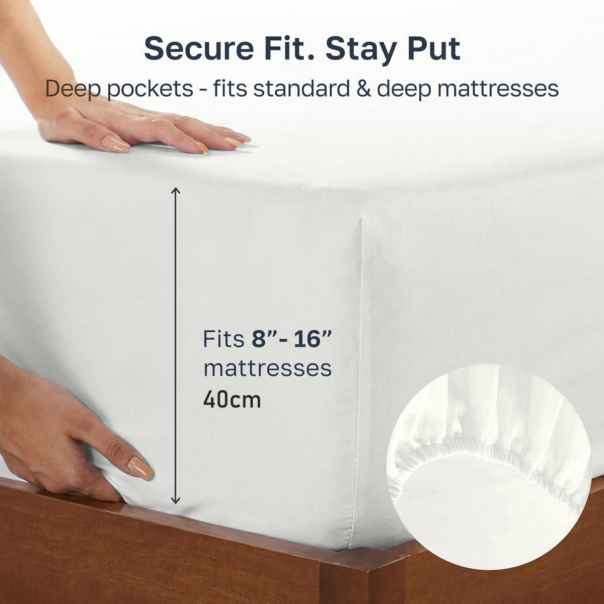 Hotel Quality Fitted sheets - 2 Piece Fitted sheets  -Breathable Bedding - Wrinkle, Fade, Stain Resistant- 26inch/40cm Deep Pocket Fitted Bed Sheet-Wrinkle and Fade Resistant,(White,Single)
