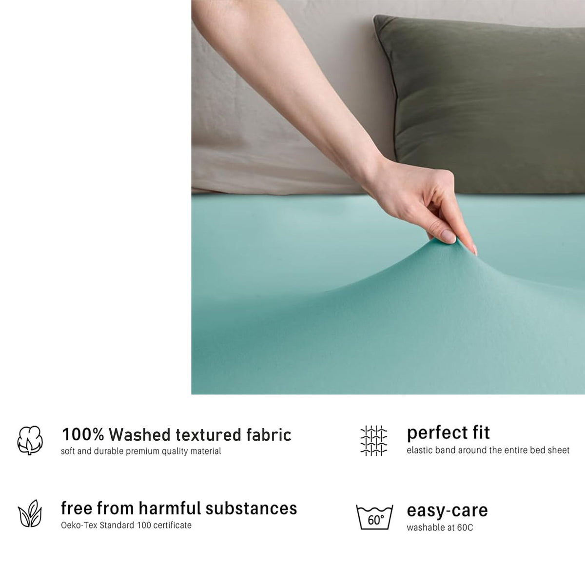 Hotel Quality Fitted sheets - 2 Piece Fitted sheets  -Breathable Bedding - Wrinkle, Fade, Stain Resistant- 26inch/40cm Deep Pocket Fitted Bed Sheet-Wrinkle and Fade Resistant,(Ice blue,Single)