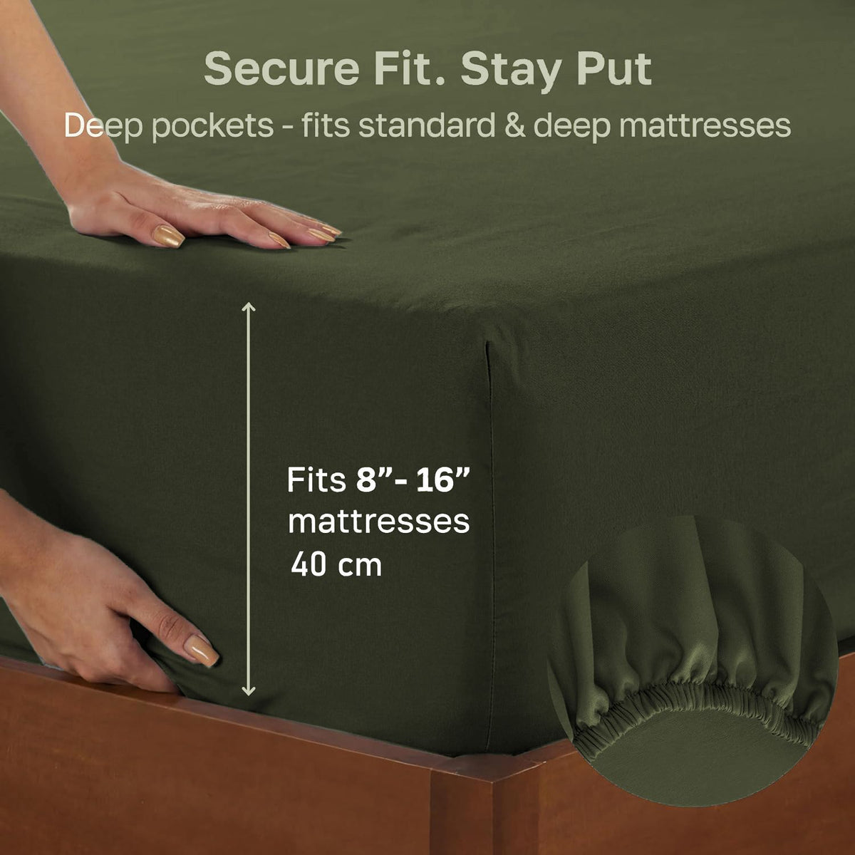 Hotel Quality Fitted sheets - 2 Piece Fitted sheets  -Breathable Bedding - Wrinkle, Fade, Stain Resistant- 26inch/40cm Deep Pocket Fitted Bed Sheet-Wrinkle and Fade Resistant,(Olive green,Single)
